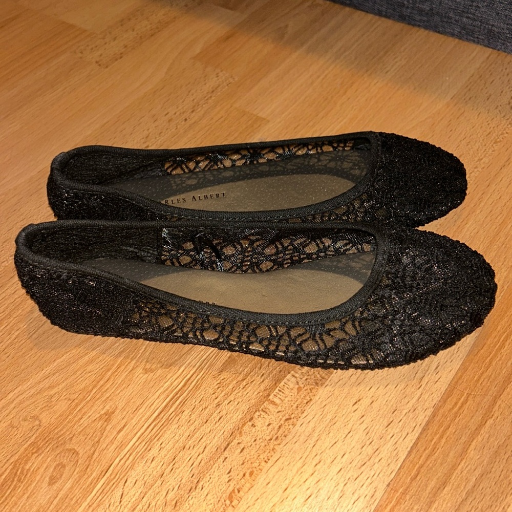 Black see through flats - brand new!
